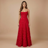 Red Lace Maxi Dress Wedding Guest Dress