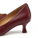 Burgundy Pointed Toe Kitten Heel Pumps Office Shoes