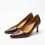 Brown Pointed Toe Kitten Heel Pumps Everyday Shoes