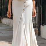 White Blazer Midi Skirt Set Textured Office Outfit
