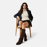 Brown Chunky Heel Knee High Boots Elegant Winter Boots
