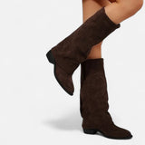Brown Chunky Heel Knee High Boots Elegant Winter Boots