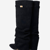 Black Knee High Boots Hidden Heel Winter Boots