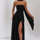 Black Strapless Maxi Dress Formal Evening Dress