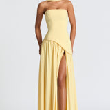 Yellow Strapless Maxi Dress Formal Evening Dress