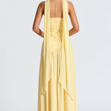 Yellow Strapless Maxi Dress Formal Evening Dress