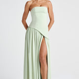 Mint Green Strapless Maxi Dress Formal Evening Dress