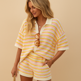 Yellow Striped Knit Two Piece Set Holiday Outfit